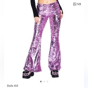 Dolls Kill Pink/purple Sequin rave disco Pants
